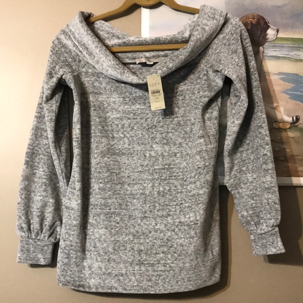 Loft off the shoulder fleece like top sz XSP NWT